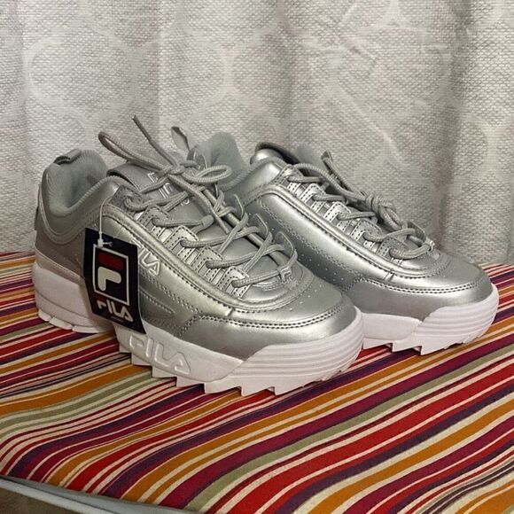 FILA Disruptor 2 Premium metallic low lace up sneakers NWT size 8 - Picture 1 of 10